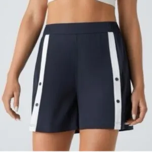 Halara shorts women's large snap high waisted color block active blue white thumbnail 1