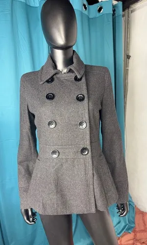 American Rag Co vtg Womens Double Breasted‎ Peacoat Gray Wool Blend Size Medium thumbnail 1