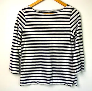 J. Crew| Navy/White Striped Top sz Small thumbnail 1