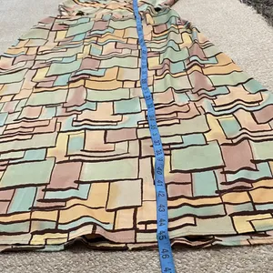 12th Tribe Geometric Block Print Maxi Dress in Beige, Mint & Terracotta Size L thumbnail 8