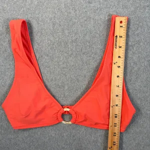 Aerie Scoop Plunge Bikini Top Women's Medium Coral Swimwear Ring Accent thumbnail 5