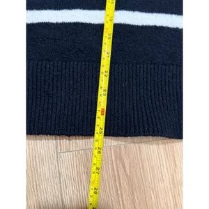 Aerie‎ Striped Polo Sweater Womens M Oversized Black White Knit V-Neck Pullover thumbnail 5