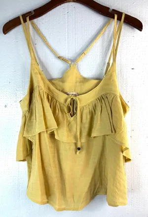 Hem & Thread M Strappy Ruffle Golden Tiered Ruffle Layer Crop Top thumbnail 1