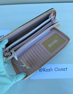 Michael Kors Large Logo Travel Continental Wallet - Powder blush/Brown thumbnail 7