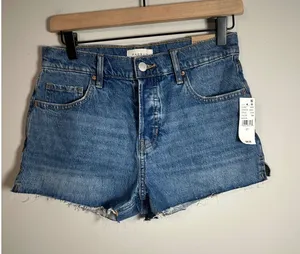 PacSun Stretch 70s Cut Off Denim Shorts Mid Rise Button Fly Blue Size 27 NEW thumbnail 1