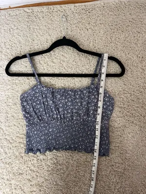 Hollister Blue Floral Smocked Crop Cami thumbnail 4