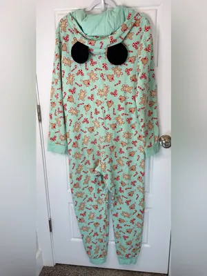 Disney Mickey Bars Mouse Holiday Gingerbread Hooded Romper Pajamas Adult Large thumbnail 4
