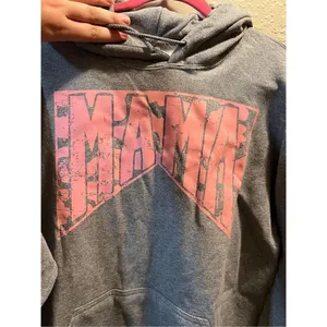 Gildan MAMA Grey Hooded Sweatshirt Size Large thumbnail 3