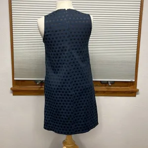 GAP NWT Deep True Navy Jacquard Dot Sleeveless Shift Dress Size Small thumbnail 5
