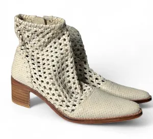Free People In The Loop Woven White Leather Pointed Toe Boots EU 37 thumbnail 1