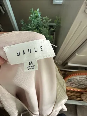 Mable Blush Beige Plaid Tie Front Peplum Blouse Medium thumbnail 6