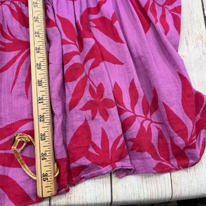 Old Navy Womens Large Purple Red Tropical Leaf Tiered Maxi Dress Smocked Back thumbnail 6