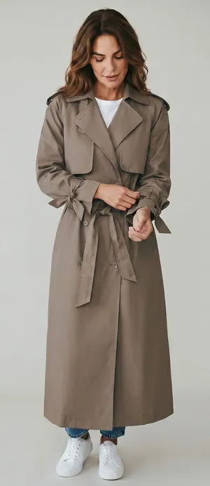VINTAGE 80s 90s 12 Nordstrom Tan Duster Trench Raincoat Classic Long Jacket Coat thumbnail 1