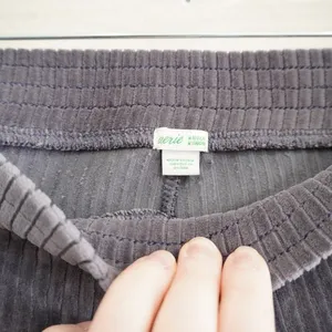 Aerie Ribbed Velour Flare‎ Pants Gray High Waisted Leggings Size Medium Cozy thumbnail 4