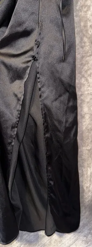 PRETTYGARDEN Black One Shoulder Satin Ruched Cutout Midi Dress Size L thumbnail 5