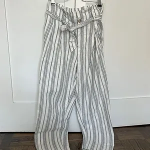 NWT Madewell Baltic Stripe Linen Cotton Paperbag Crop Pants 0 thumbnail 5