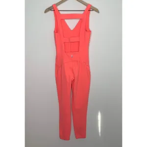 FP Movement Never better Strappy Back Jumpsuit Neon Coral Womens Small thumbnail 4