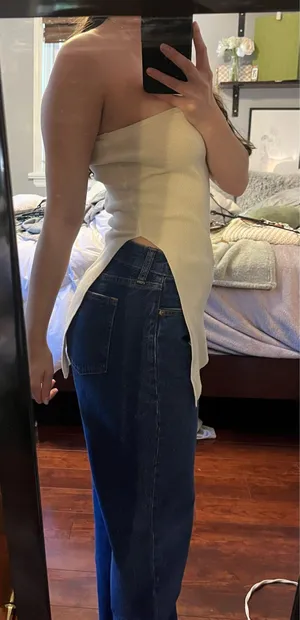 strapless asymmetrical top White thumbnail 1
