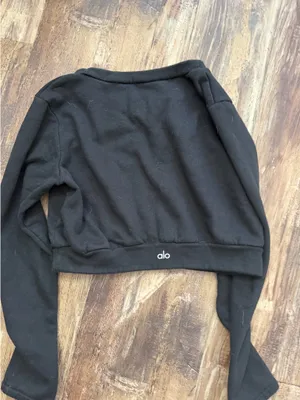 ALO Yoga Black Cropped Crewneck Sweatshirt thumbnail 4