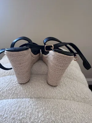 Black Platform Espadrille Wedge Sandals with Ankle Strap – Size5 thumbnail 2
