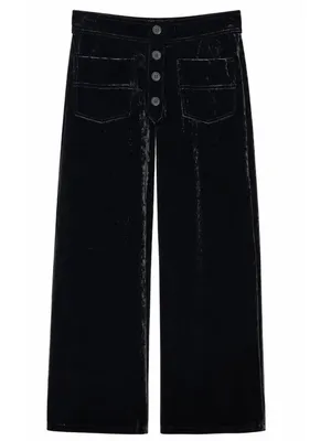 Halara Velvet straight Leg Pants Small Black Front Pockets High Waisted Pull On thumbnail 2