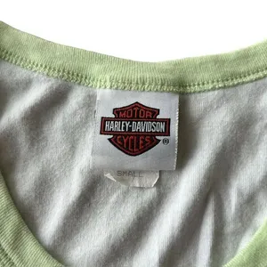 Y2K Harley Davidson Women’s S Lettuce Hem Tank Top Pastel‎ Green Retro Preppy thumbnail 2