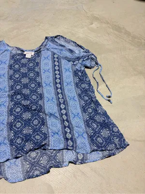 Ariat Blue Patterned Short Sleeve Top xl thumbnail 3