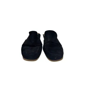 Free People At Ease Black Embossed Suede Loafer Mules 39.6 thumbnail 3