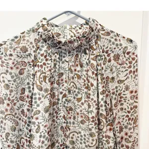 Nicholas Silk Paisley Long Sleeve Midi Dress Size 12 Mock Neck‎ Cuff Sleeve thumbnail 4