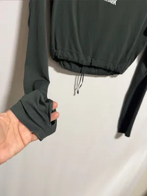 Gymshark‎ Energy Long Sleeve Crop Top Dark Green XS Thumbholes thumbnail 6