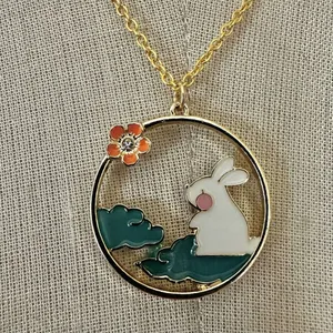 Bunny in the Clouds Gold-Tone Enamel Necklace thumbnail 8