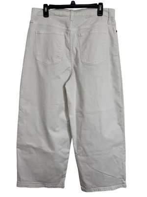 Banana Republic Factory Relaxed Hi-Rise Pleated Wide-Leg Jeans Pure White sz 31 thumbnail 3