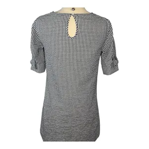 Crown & Ivy Gingham Shift Dress Womens Small‎ Black White Bow Sleeve Tunic Mini thumbnail 9
