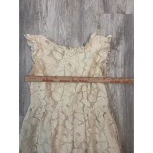 Tulle Womens Cream Floral Lace Ruffle Sleeveless Mini Dress Size‎ Large thumbnail 2