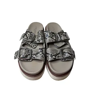 J/Slides Snakeskin Black White Bowie Suede Two Strap Slide Sandal Shoes Sz US 9M thumbnail 7