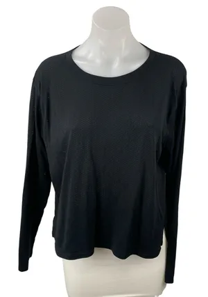 Lululemon Black Crew Neck Long Sleeve Yoga Athletic Activewear T-Shirt Top Sz 14 thumbnail 1