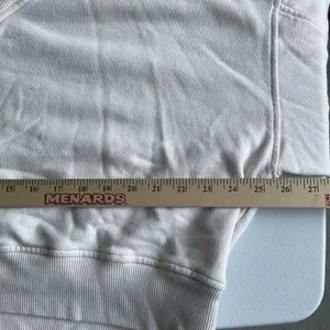 Aerie Cropped V-Neck Sweatshirt Off the Shoulder Cotton Blend Beige Size Medium thumbnail 6