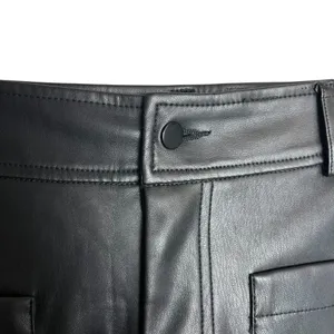Mark Alan NY Women's M Cropped Black Faux Leather Pants Wide Leg Elevated Basic‎ thumbnail 4