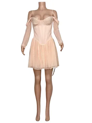 HOUSE OF CB Vivi Corset Mini Dress, Soft Peach, Small (Plus Cup & Long) thumbnail 9