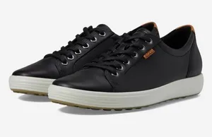 Ecco Black Leather Soft 7 Lace-Up Sneakers with White Sole - Euro 40 / US 9-9.5 thumbnail 1