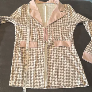 Long Sleeve 2 Piece Houndstooth BodyCon Pantsuit Jacket & Pants Set *Size L READ thumbnail 6