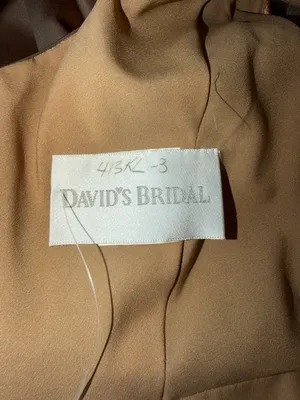 Beautiful New David's Bridal Antique Gold Satin Twist-Front Gown thumbnail 9