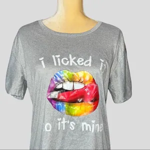 Nwot! Super fun gray T-shirt with fun sayings thumbnail 4