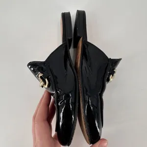 Pascucci Black Patent leather horse bit‎ mules loafers Italy size 37.5 Slides thumbnail 7