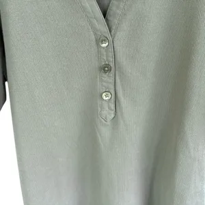 Like New Madewell Puff Sleeve Henley Knit Top Faded Olive Size Medium thumbnail 3