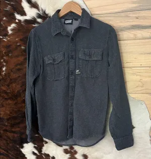 Vans Women’s Charcoal Button-Down Shirt Size Small thumbnail 1