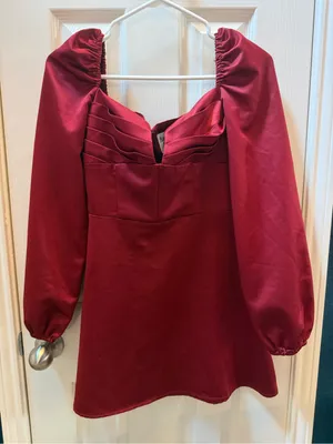 Princess Polly Burgundy Long-Sleeve Mini Dress thumbnail 1
