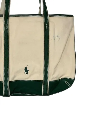Polo Ralph Lauren Fall Bear Tote in Ecru & Juniper Womens Bag thumbnail 9