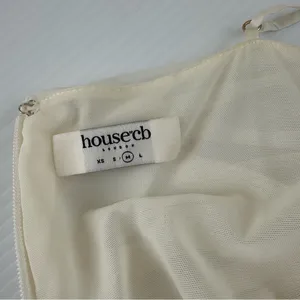 House of CB Sirene Gathered Organza Mesh Dress Ivory, M thumbnail 7