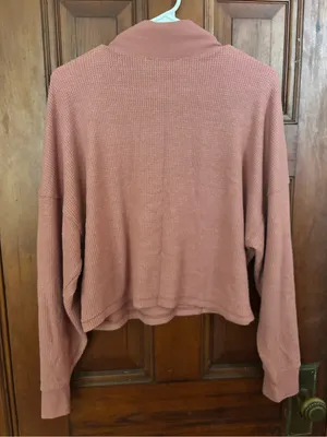 Abercrombie & Fitch Women's Rose Waffle Funnel Neck Sweater thumbnail 3